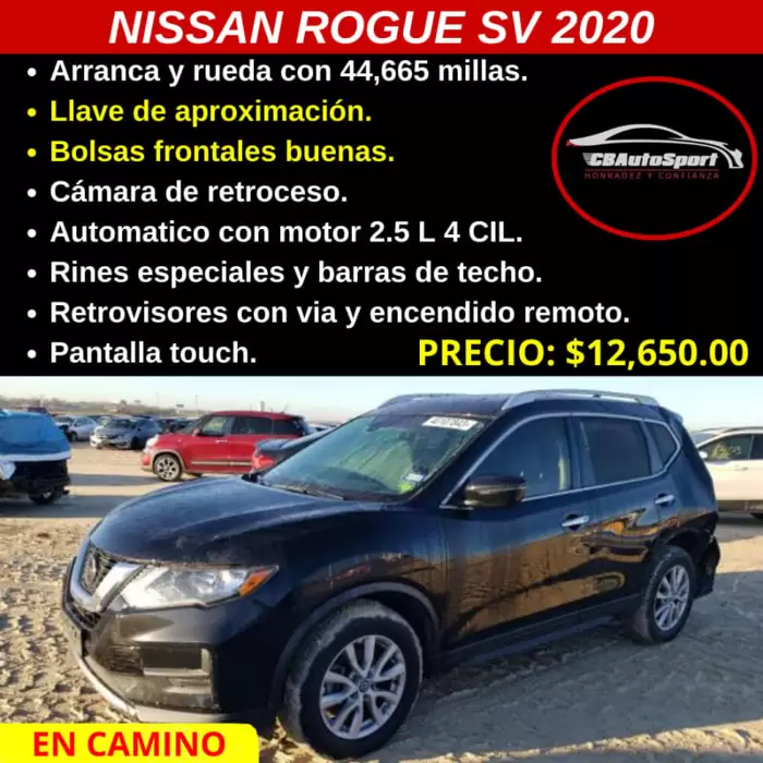 $12,650.00 Nissan Rogue 2020 44665 km Gasolina Automática en San Salvador