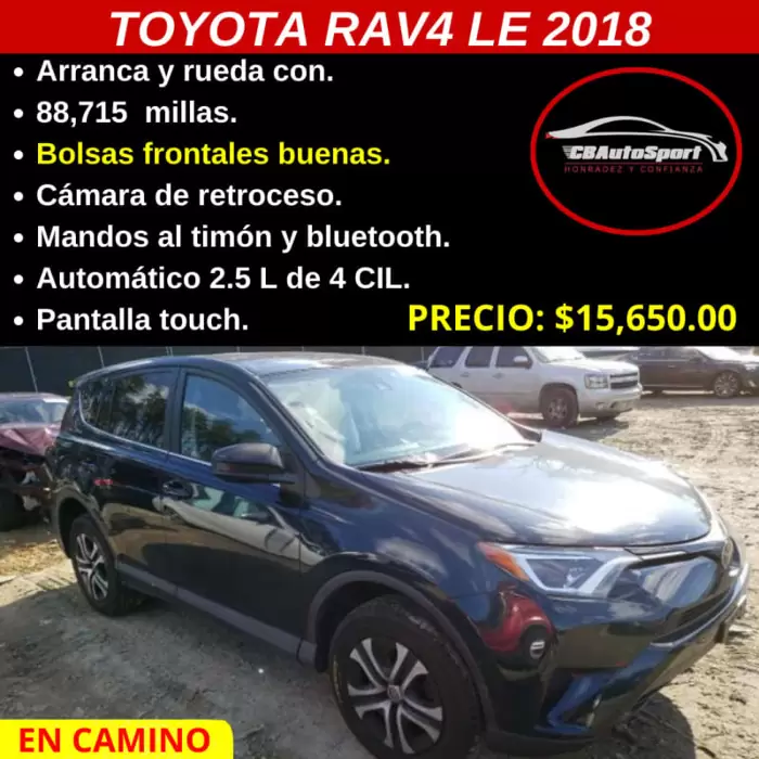 $15,650.00 Toyota RAV4 2018 88715 km Gasolina Automática en San Salvador