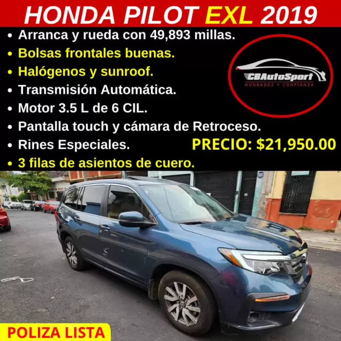 $21,950.00 Honda Pilot 2019 49893 km Gasolina Automática en San Salvador