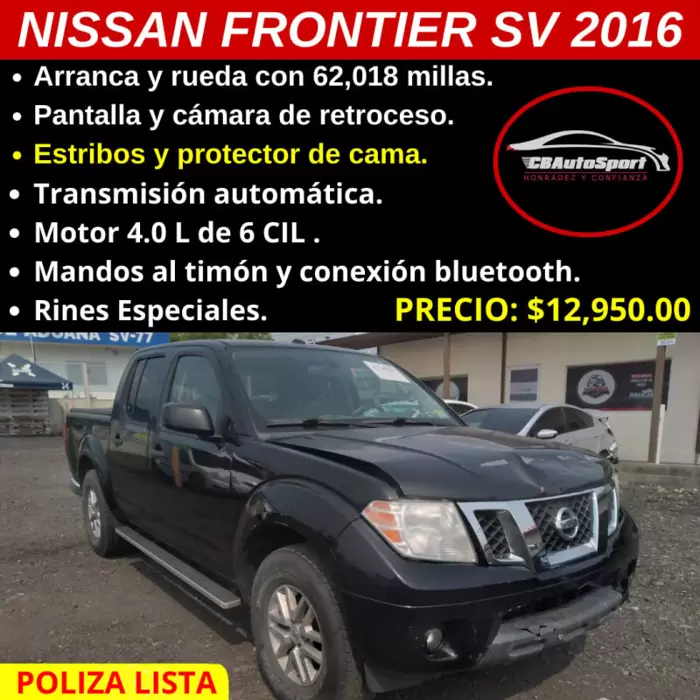 $12,950.00 Nissan Frontier 2016 62018 km Gasolina Automática en San Salvador
